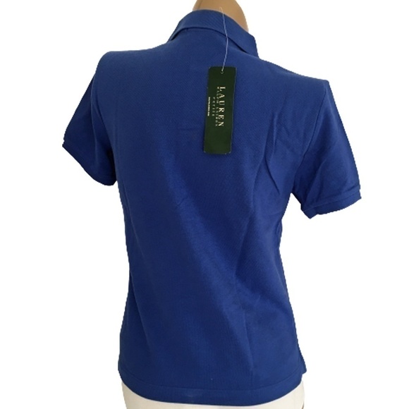 RALPH Lauren 100% Cotton Polo Shirt Top Royal Crest Women Y2K NOS - Picture 2 of 10